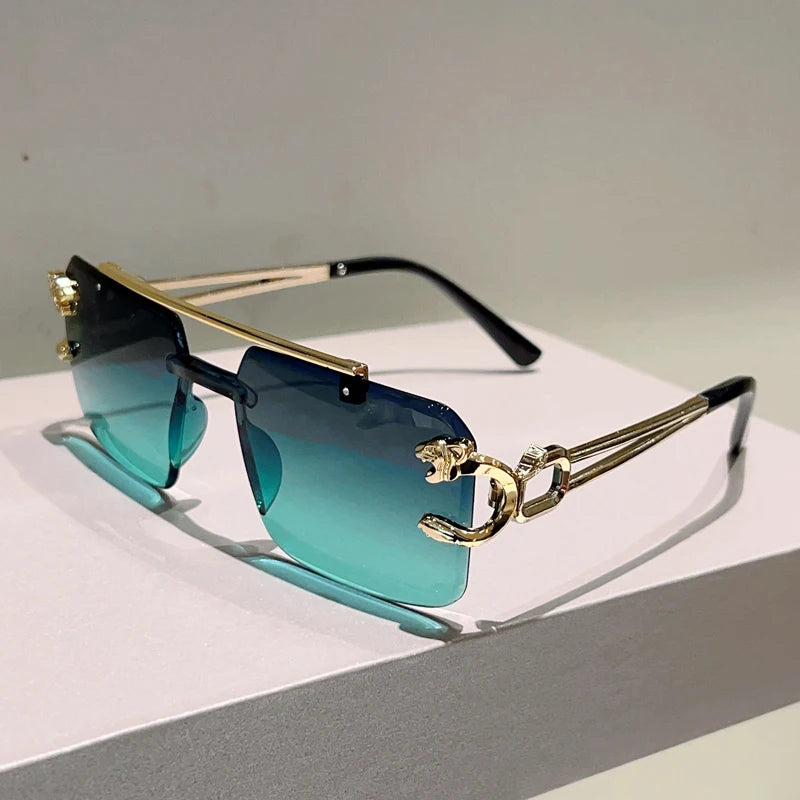 Rimless Square Sunglasses | Vintage Double Bridge
