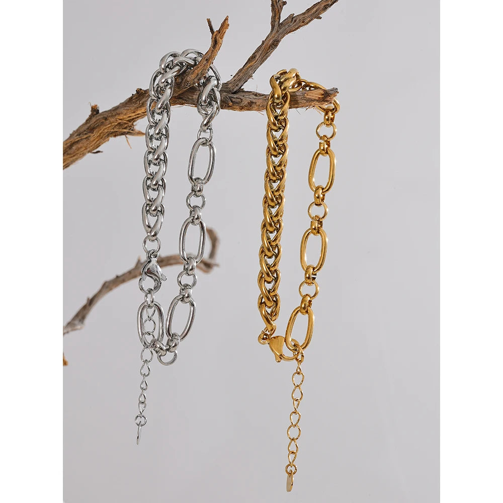 Mixed Chain Bracelet | Paperclip & Wheat Chain | 18K Gold & Silver | The PM Edit