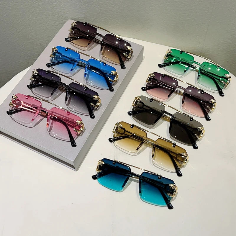 Rimless Square Sunglasses | Vintage Double Bridge