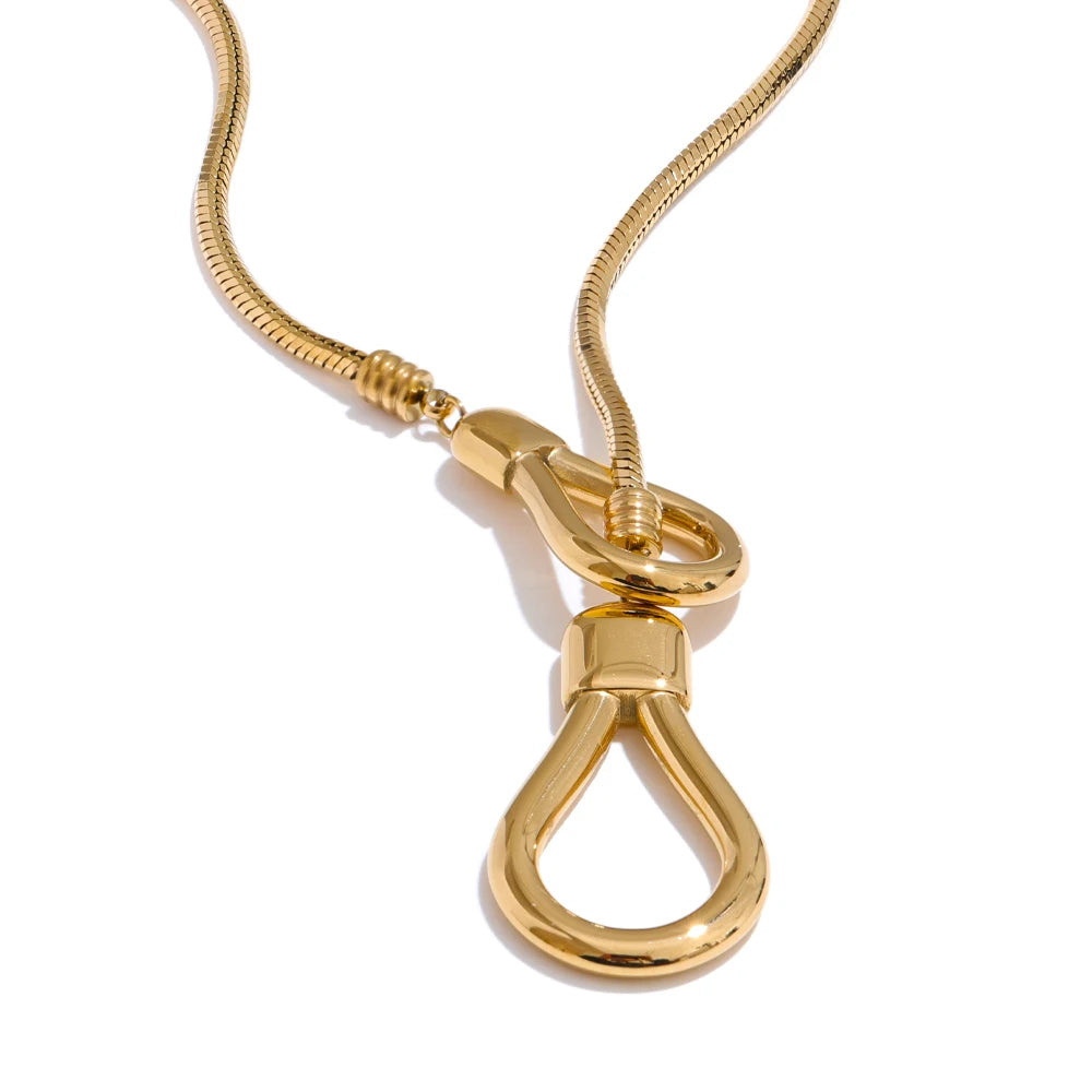 Sculptural Lariat Snake Chain Necklace – Gold & Silver | Tarnish-Resistant