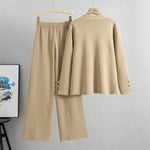 Load image into Gallery viewer, 2-Piece Knit Lounge Set with Gold Button Detail – Cozy Meets Chic
