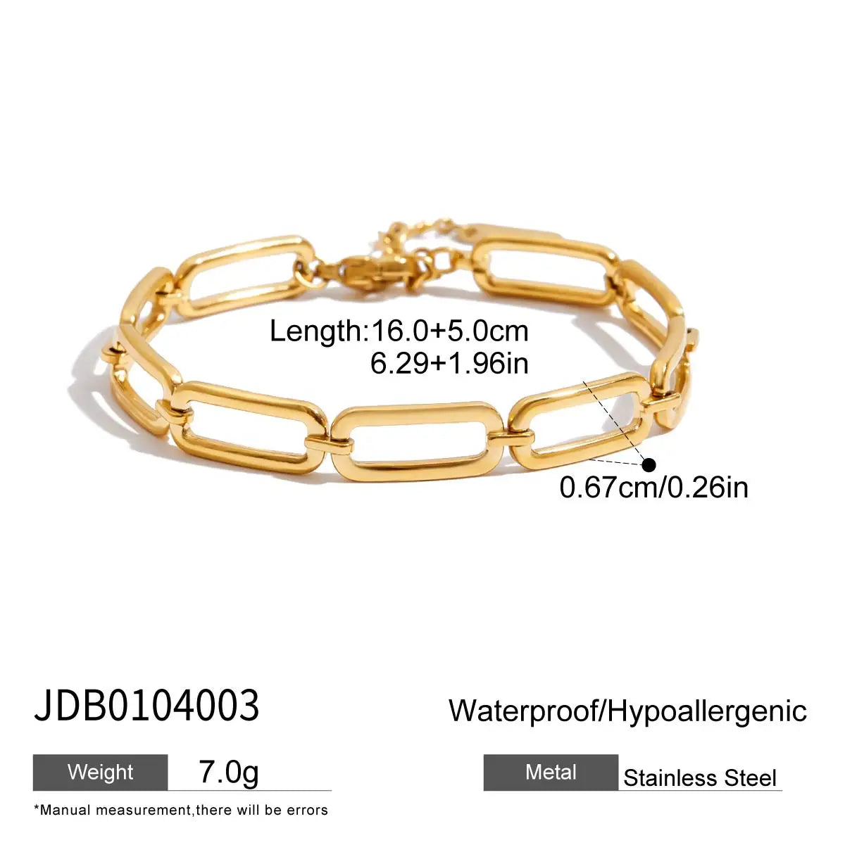 Paperclip Chain Bracelet | 18K Gold Rectangular Link | The PM Edit