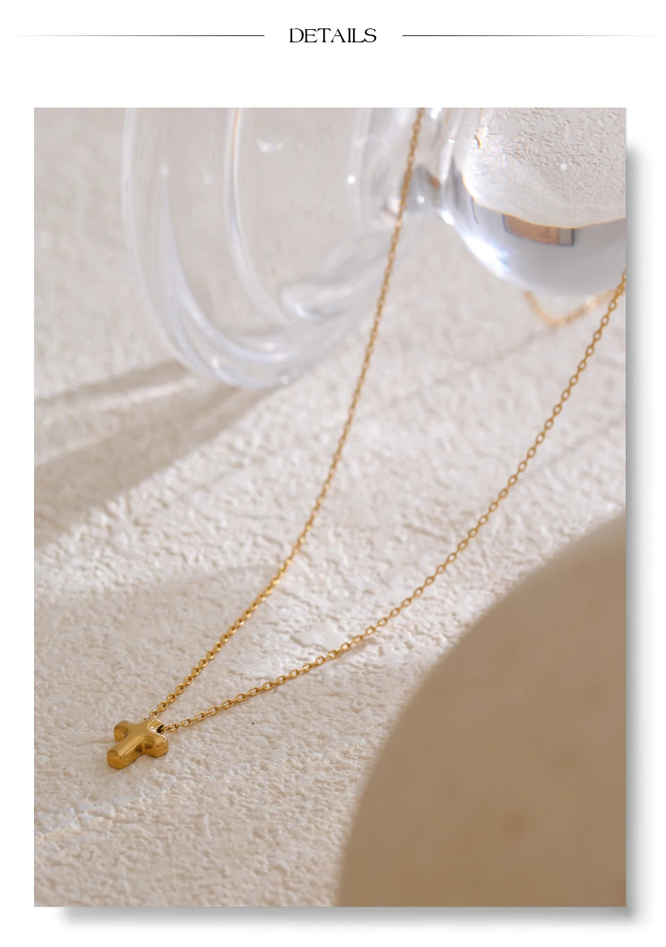 Puffy Cross Pendant Necklace | 18K Gold Plated Stainless Steel | The PM Edit