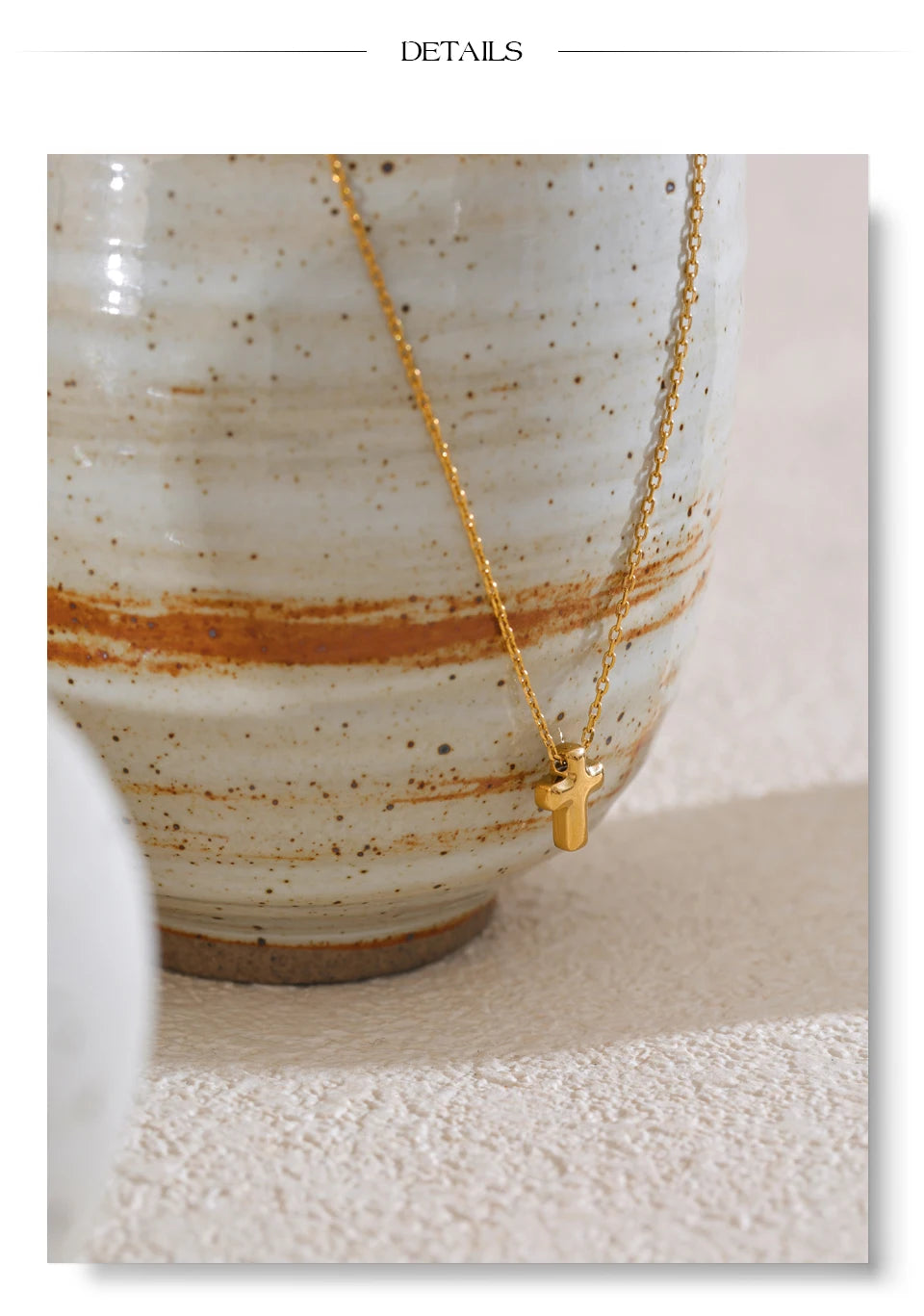 Puffy Cross Pendant Necklace | 18K Gold Plated Stainless Steel | The PM Edit