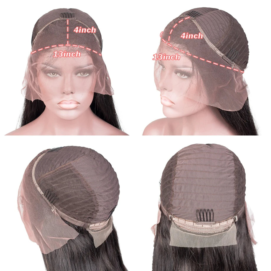 Bone Straight HD Lace Frontal Wig. Pre-Plucked Brazilian Transparent 13x4 Lace Front.