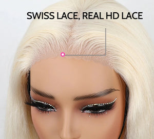 Wear Go Blonde 613  Glueless Lace Front HD Wig. Pre-Cut Pre-Plucked Transparent Straight Human Hair Wig.