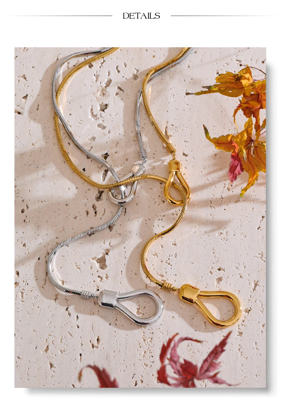 Sculptural Lariat Snake Chain Necklace – Gold & Silver | Tarnish-Resistant