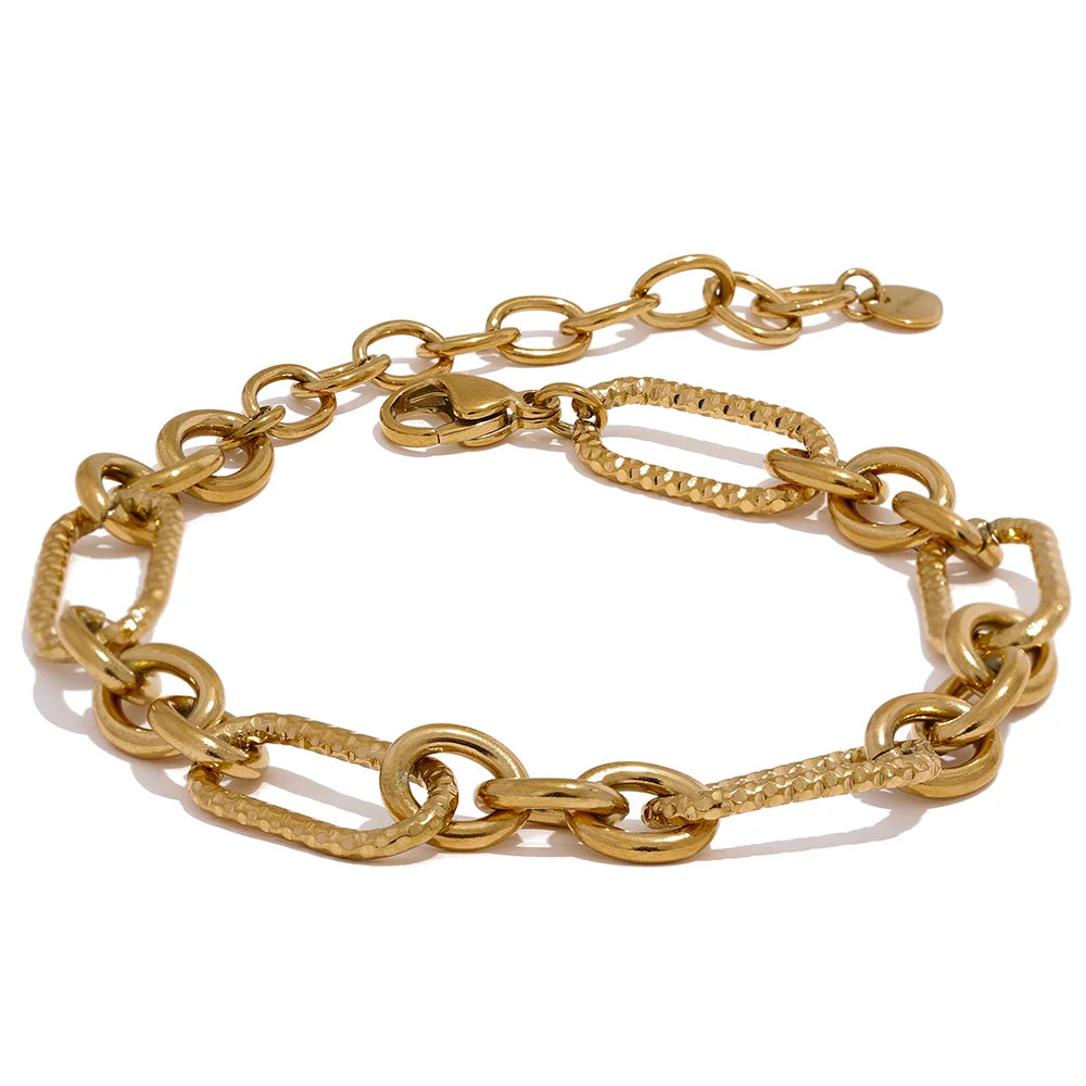 Chunky Mixed Link Chain Necklace & Bracelet Set | 18K PVD Gold & Silver Stainless Steel