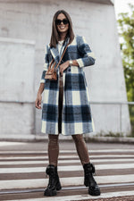 Load image into Gallery viewer, Plaid Button Up Lapel Collar Coat
