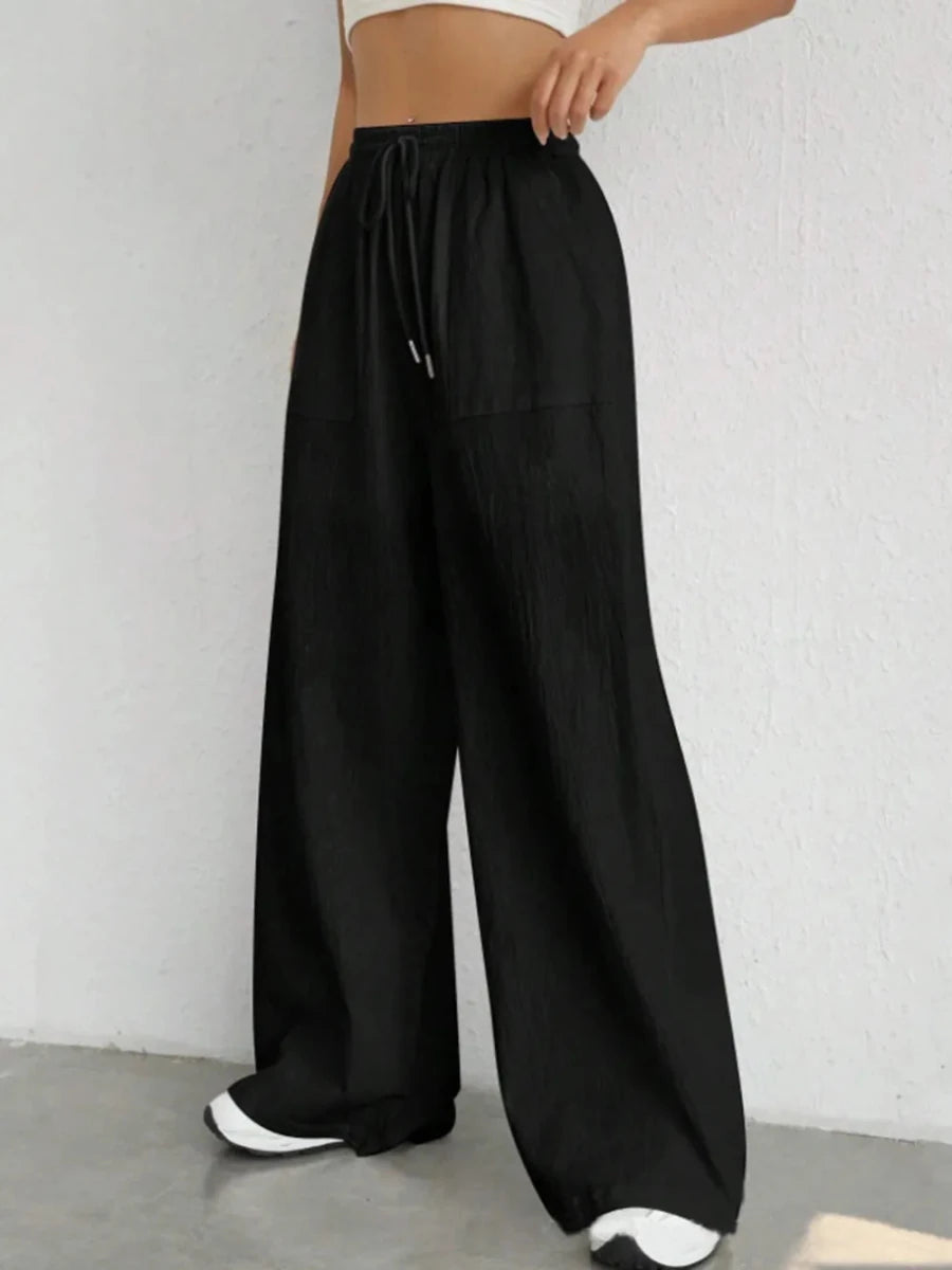 Drawstring Wide Leg Linen Pants - The PM Edit