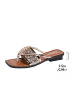 Load image into Gallery viewer, Gold Glitter Clip Toe Slippers
