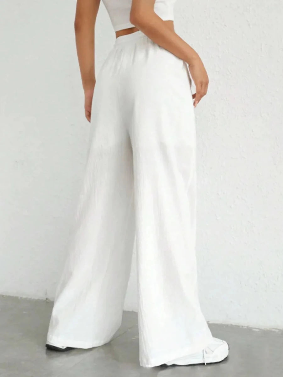 Drawstring Wide Leg Linen Pants - The PM Edit