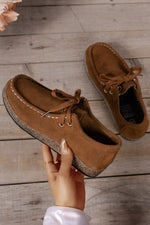 Load image into Gallery viewer, Coffee Lace Up Casual Shoes
