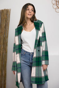 Plaid Button Up Lapel Collar Coat