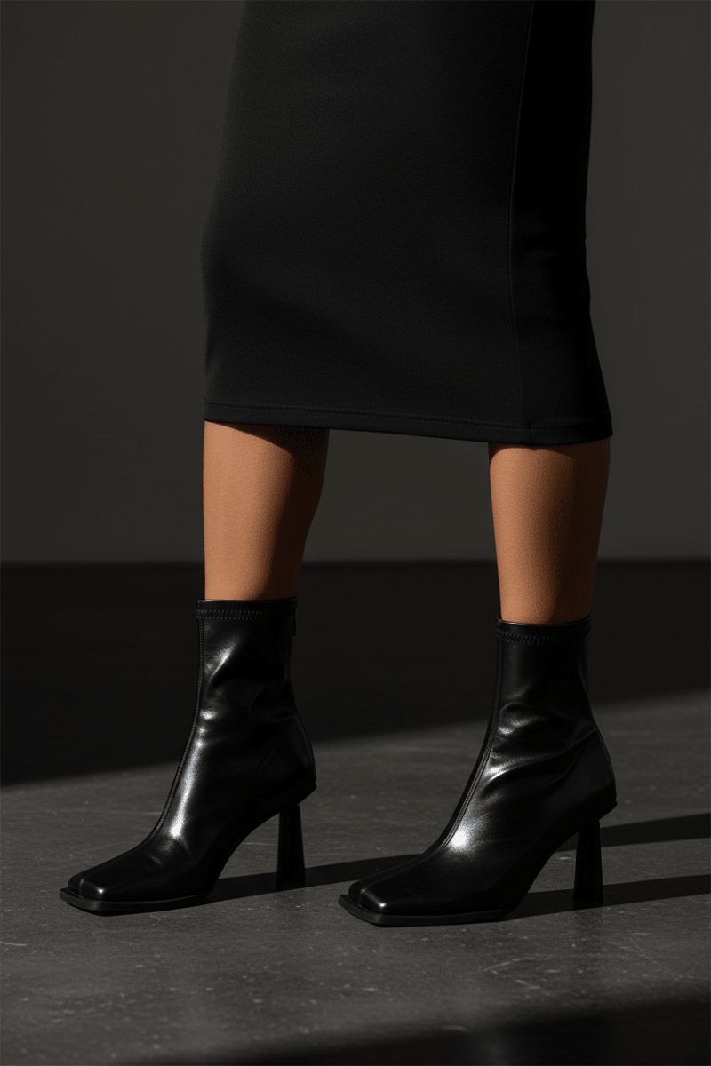 Square Toe Sock Ankle Boot - The PM Edit