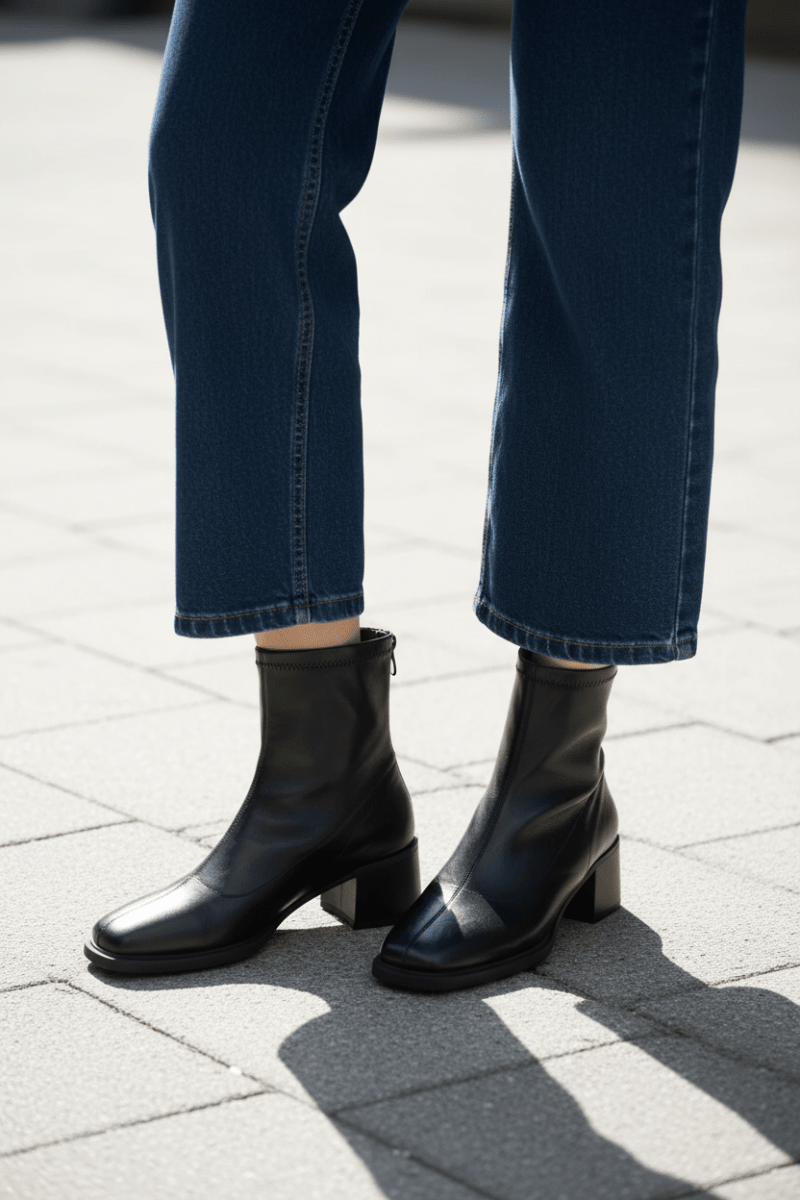 Vintage Square Toe Block Heel Ankle Boots – Soft Leather | Black & Brown - The PM Edit