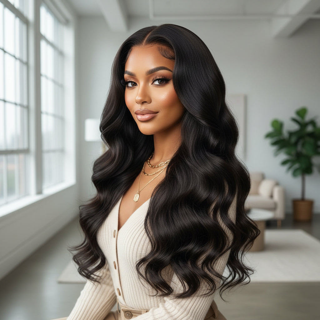 200% Density 13x4 Full Frontal Lace Wig Body Wave, 100% Human Hair, 200% Density