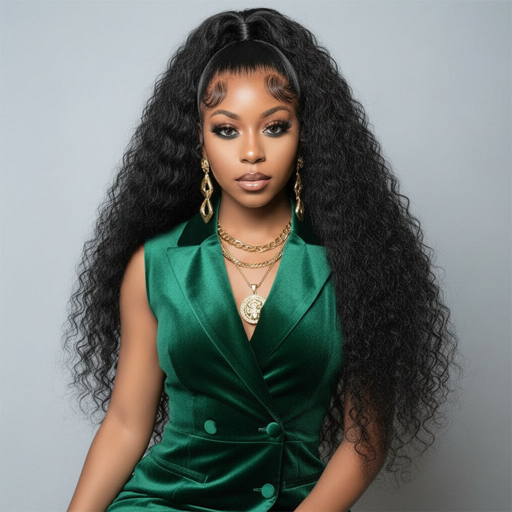 5x5 Glueless Lace Closure Wig 180% Density Deep Wave