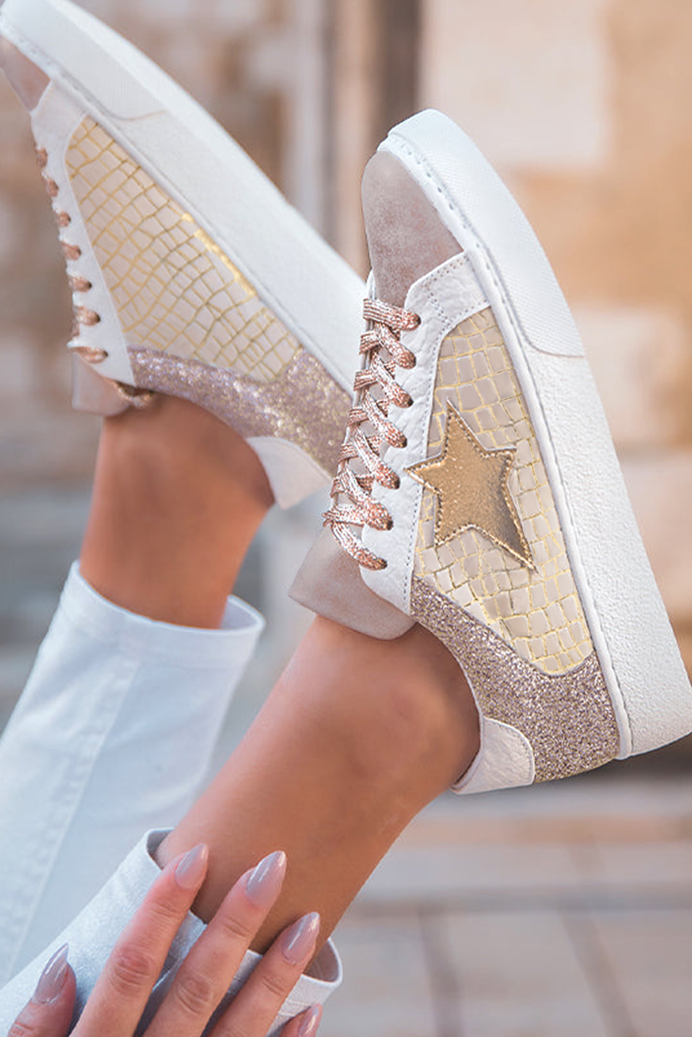 Gold Star Glitter Court Sneaker