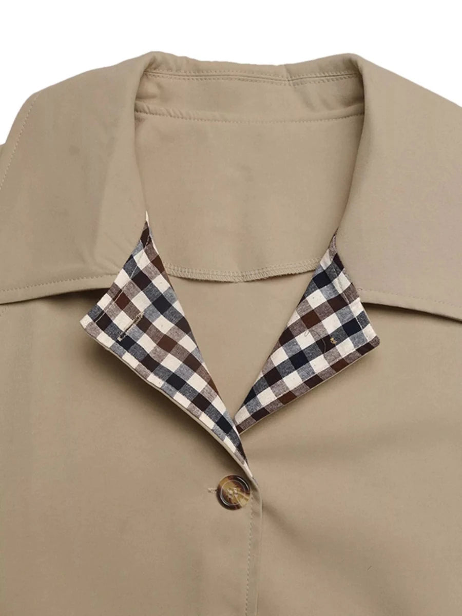 Checkered Lining Button Up Trench Coat - The PM Edit