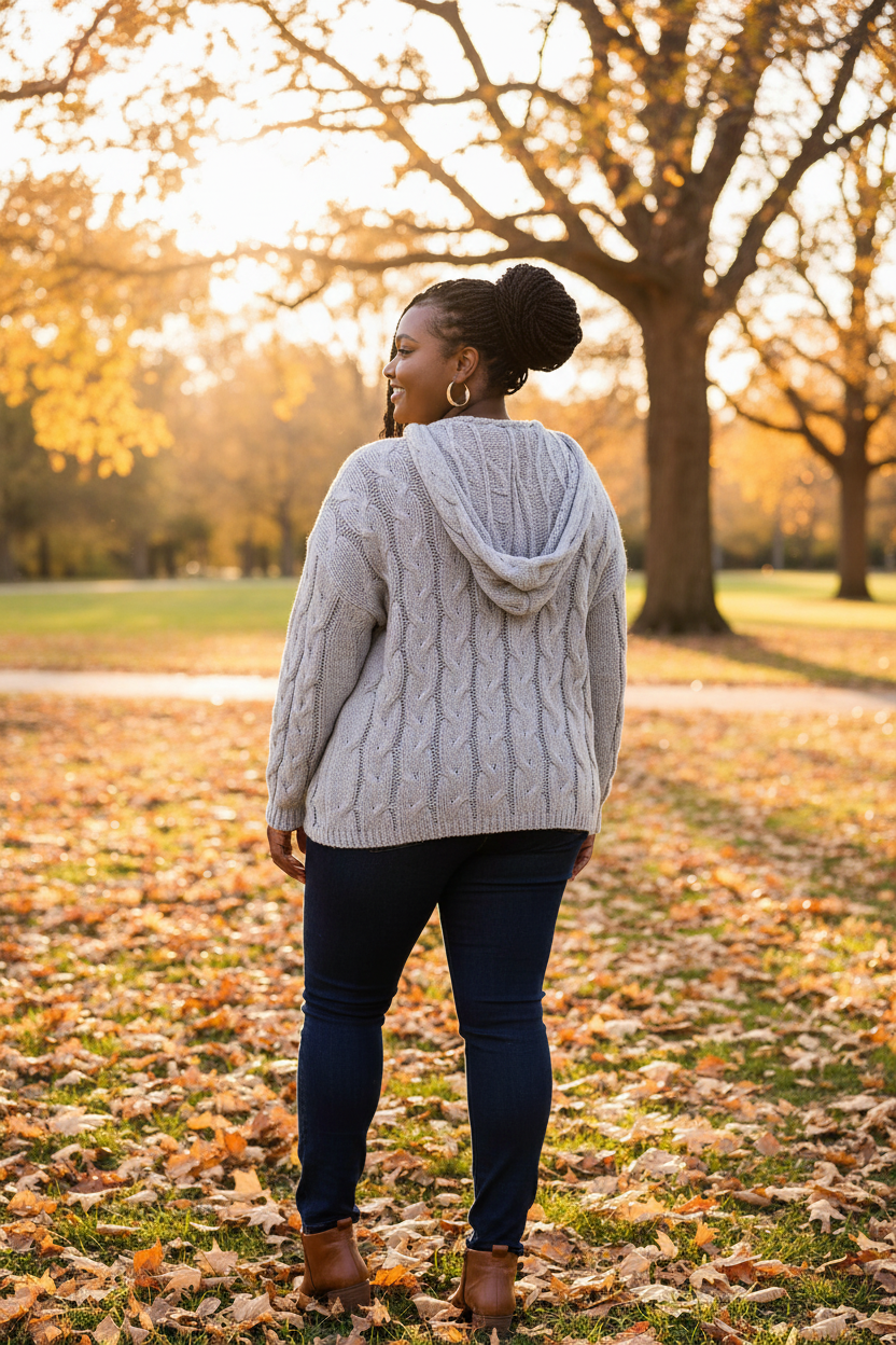 Cable Knit Hoodie Back