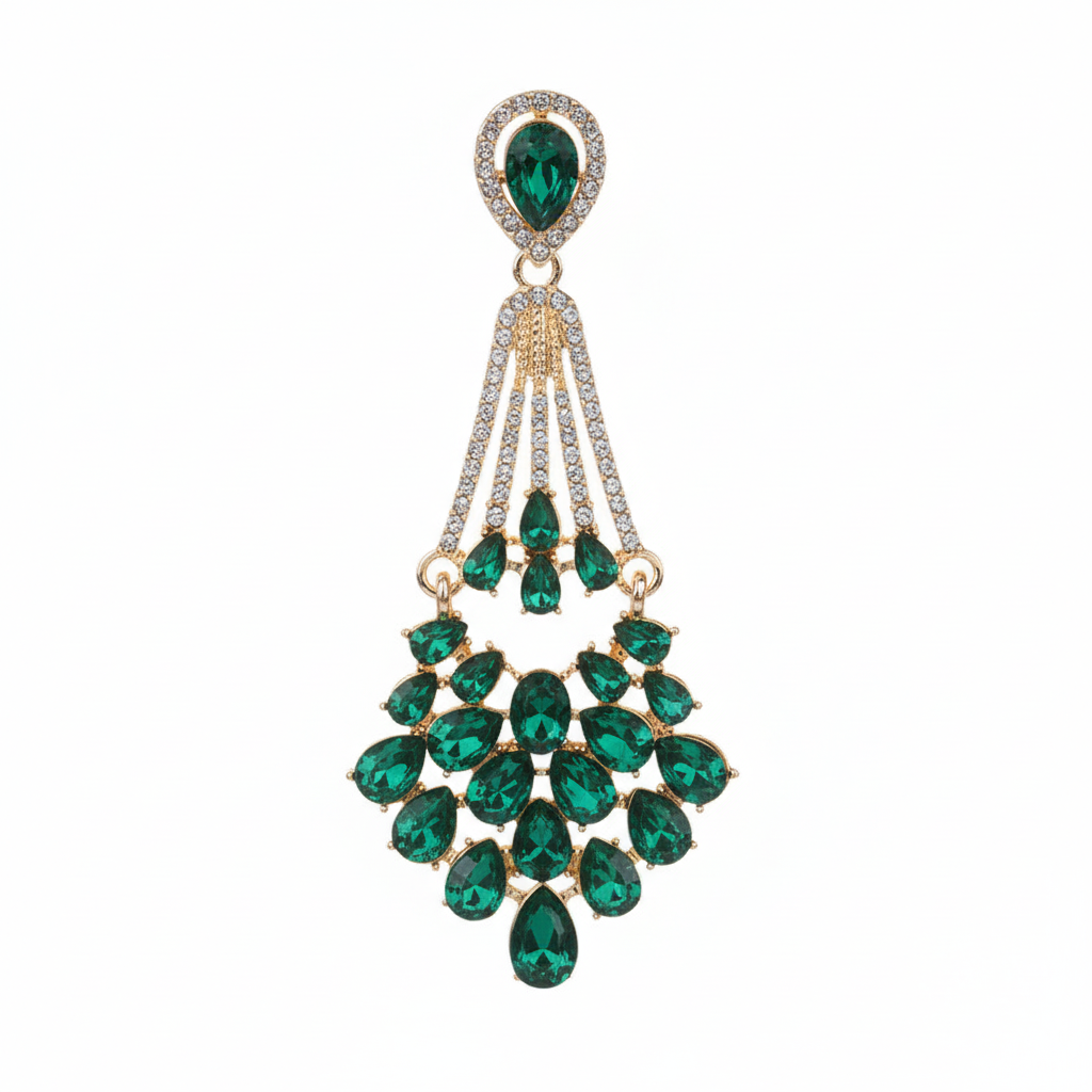 Crystal Fan Chandelier Green Solo