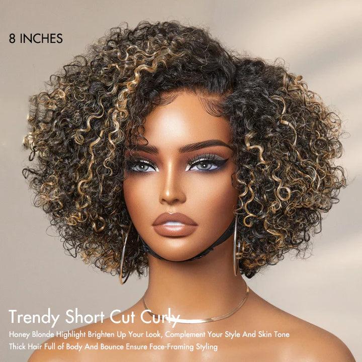 8" Trendy Short Curly Glueless Wig – Minimalist HD Lace | 100% Human Hair