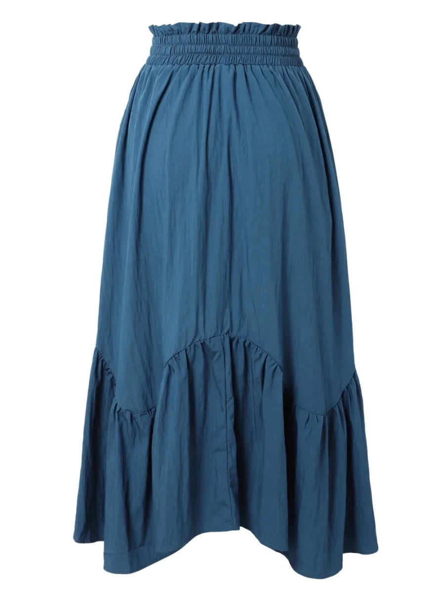 Smocked Waist Band Ruched Layered Skirt - The PM Edit