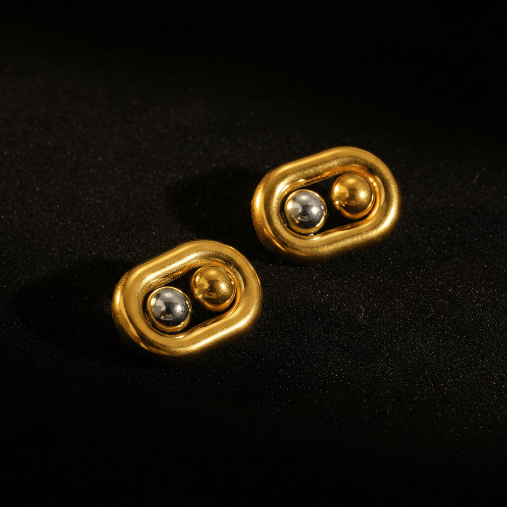 Dual Ball Oval Jewelry Set | 18K Gold Plated | Tarnish - Free & Waterproof - The PM Edit
