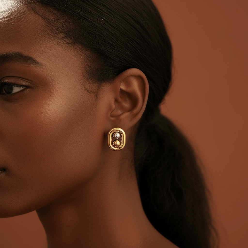 Dual Ball Oval Jewelry Set | 18K Gold Plated | Tarnish - Free & Waterproof - The PM Edit