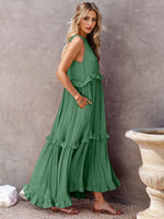 Load image into Gallery viewer, Ruffled Sleeveless Tiered Maxi Dress with Pockets – Effortless &amp; Chic
