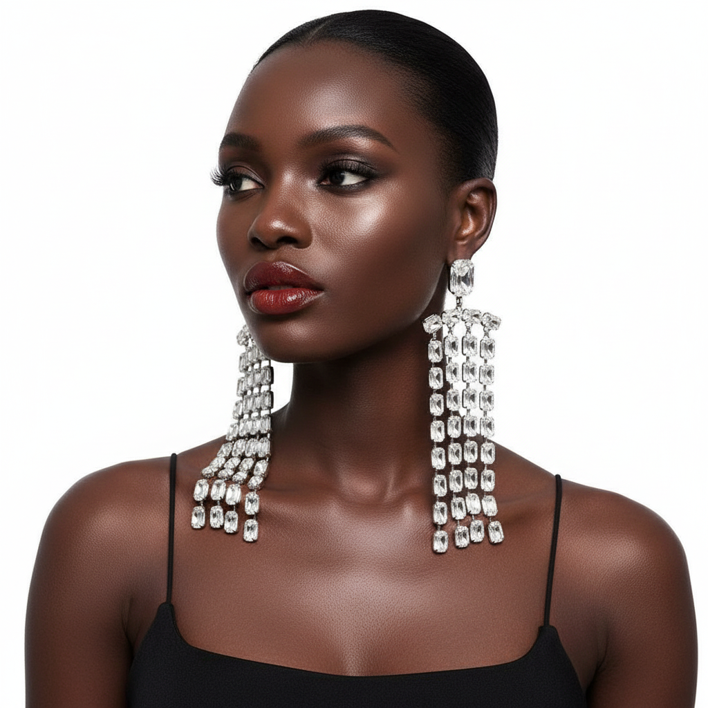 Fringe Chandelier White Silver 1