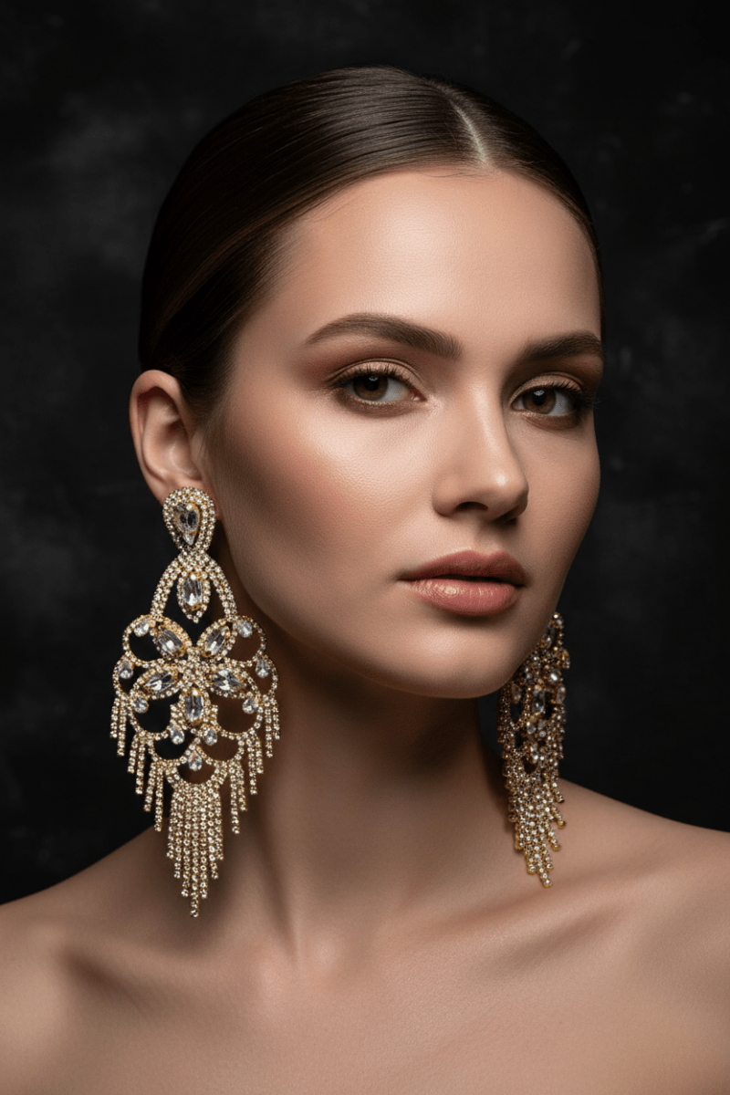 Crystal Chandelier Tassel Drop Earrings - The PM Edit