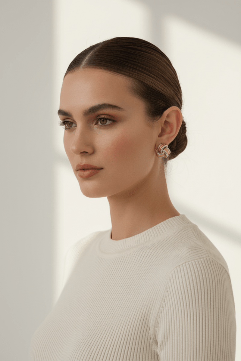 PVD 18K Gold Twisted Knot Stud Earrings - The PM Edit