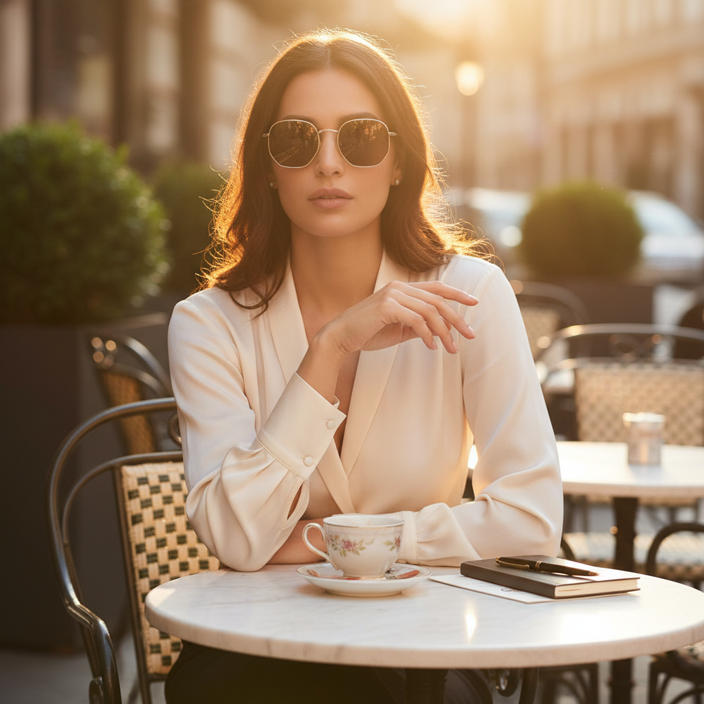 Gold Tea Sunglasses Lifestyle