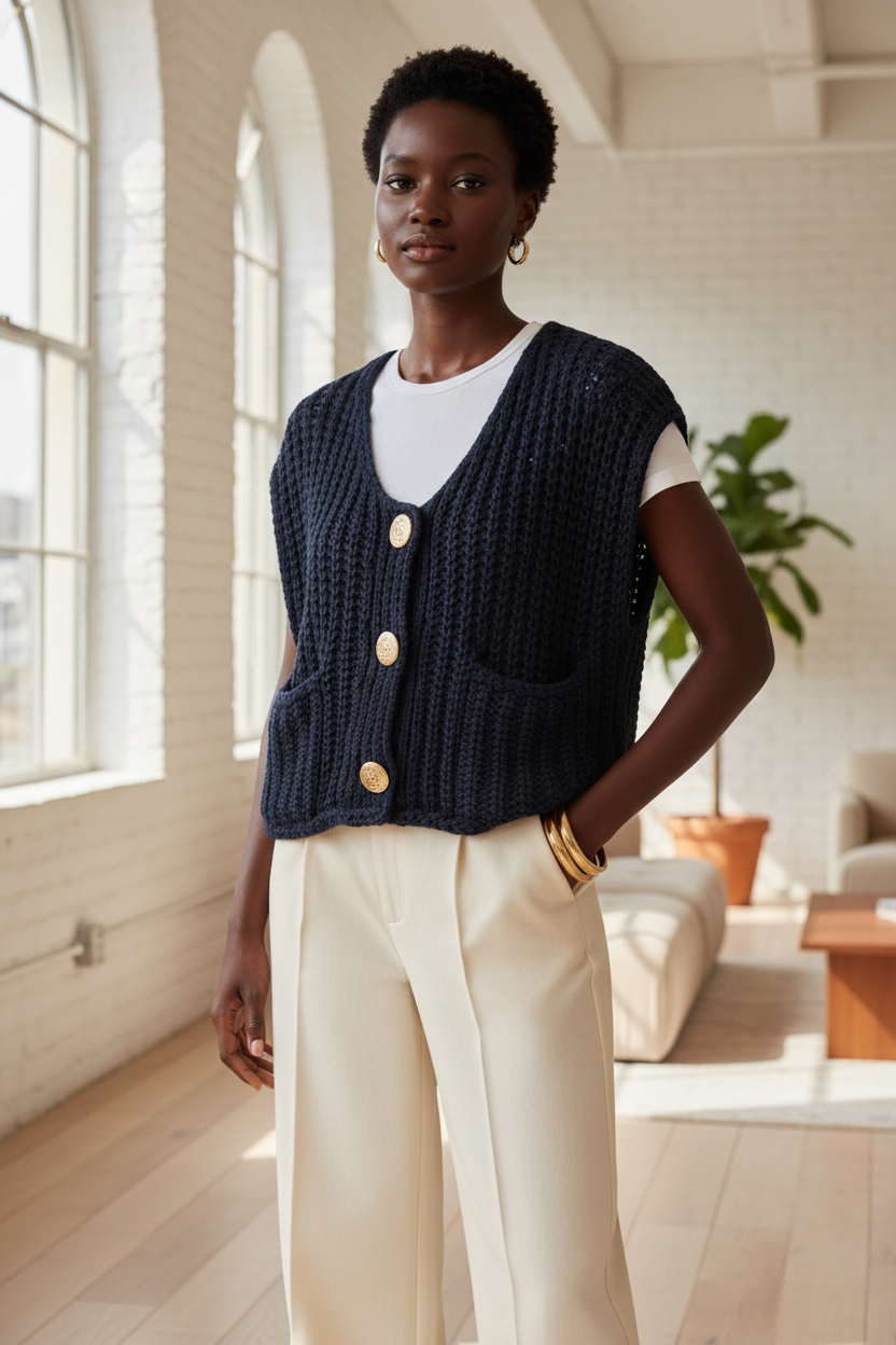 Knit Vest - Navy Loft