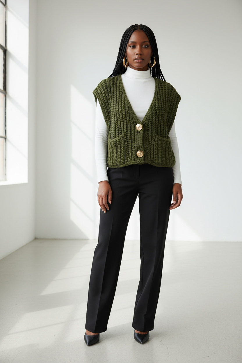 Knit Vest - Olive Studio