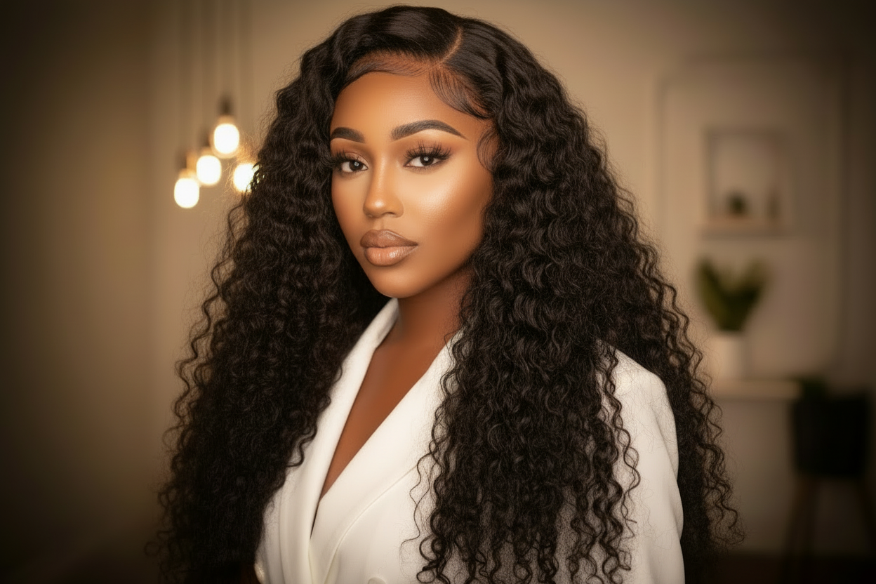 5x5 Glueless Lace Closure Wig 180% Density Deep Wave