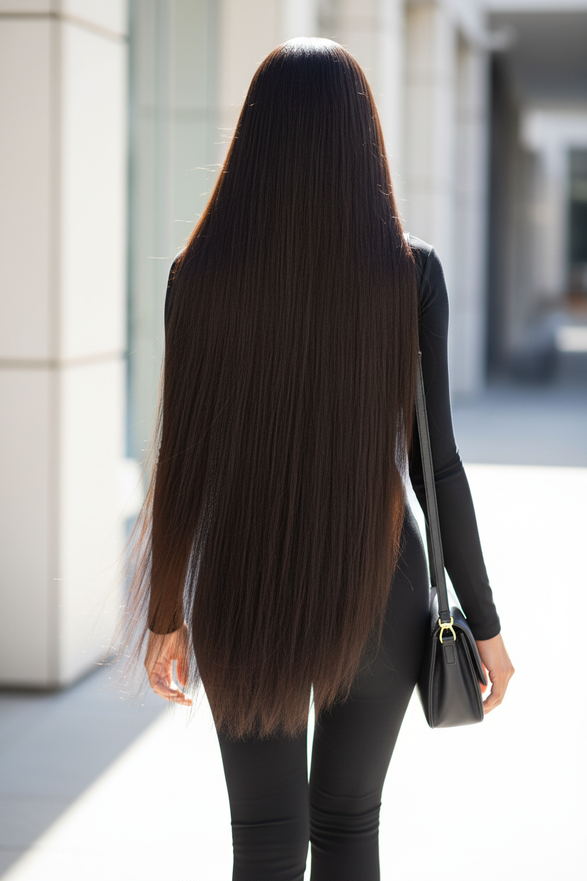 Long Straight Wig Back