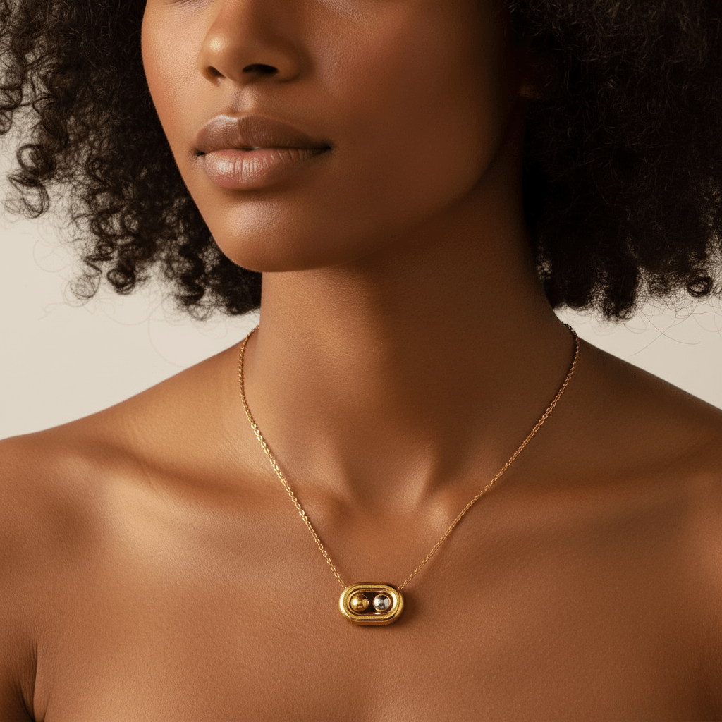 Dual Ball Oval Jewelry Set | 18K Gold Plated | Tarnish - Free & Waterproof - The PM Edit