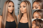 Load image into Gallery viewer, 5x5 P4/27 Honey Blonde Ombre Highlight HD Lace Front Wig | 180% Density | 100% Human Hair
