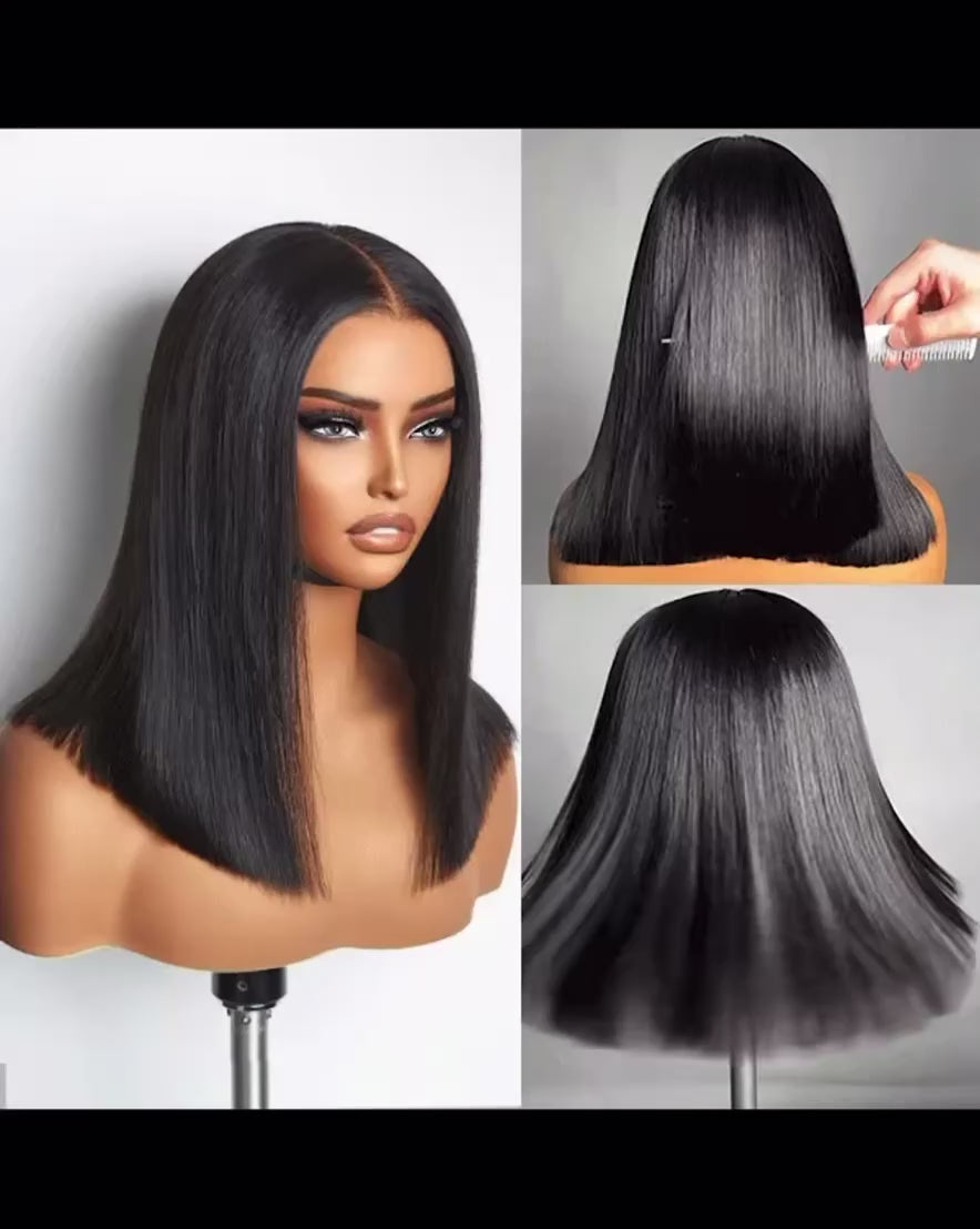 5x5 Glueless Lace Closure Bob Wig 180% Density Straight