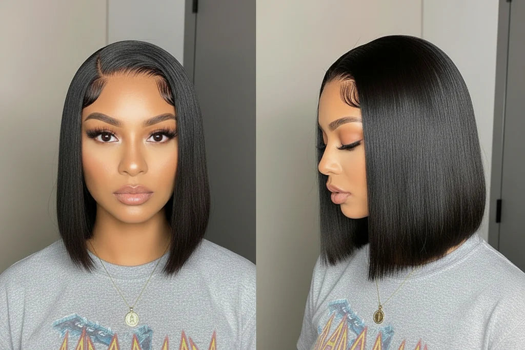 8 inch 5x5 HD lace front bob wig | 180% Density | 100% Human Hair