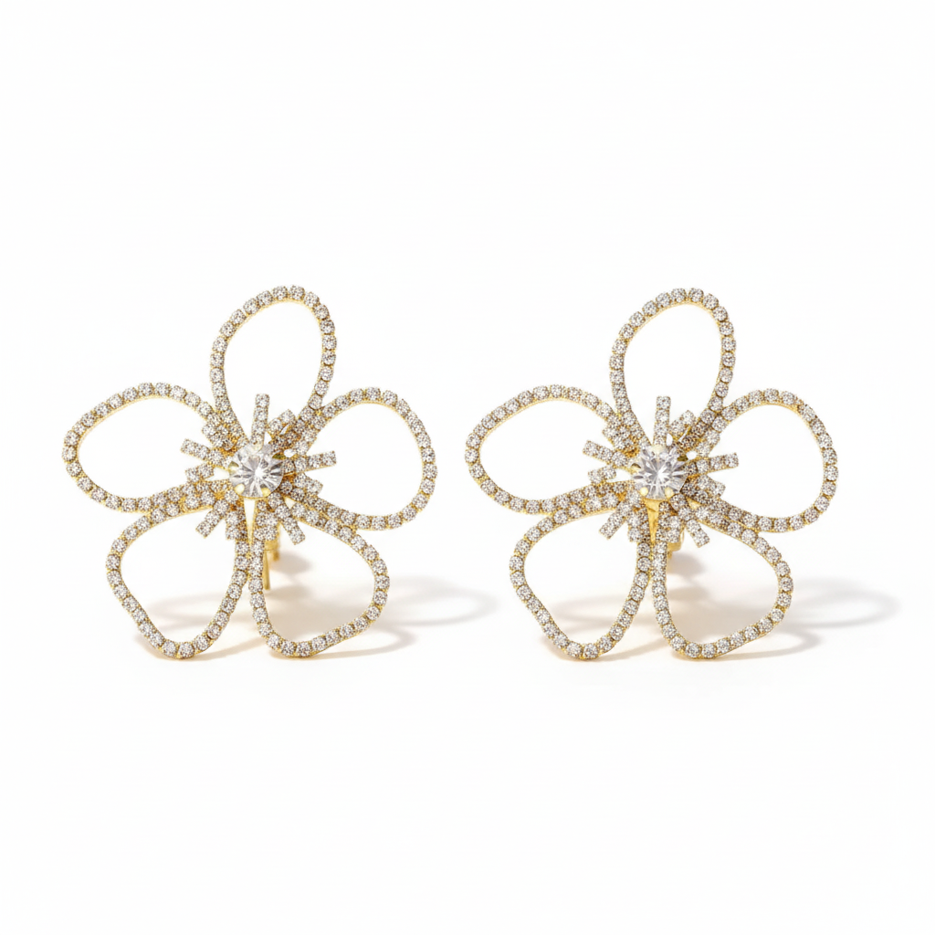 Rhinestone Flower Solo Gold