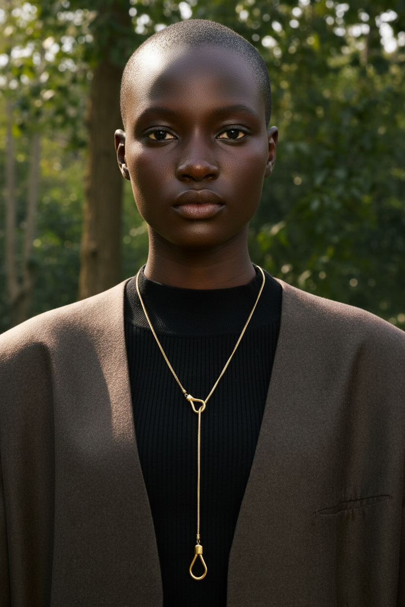 Sculptural Lariat Gold - Revised