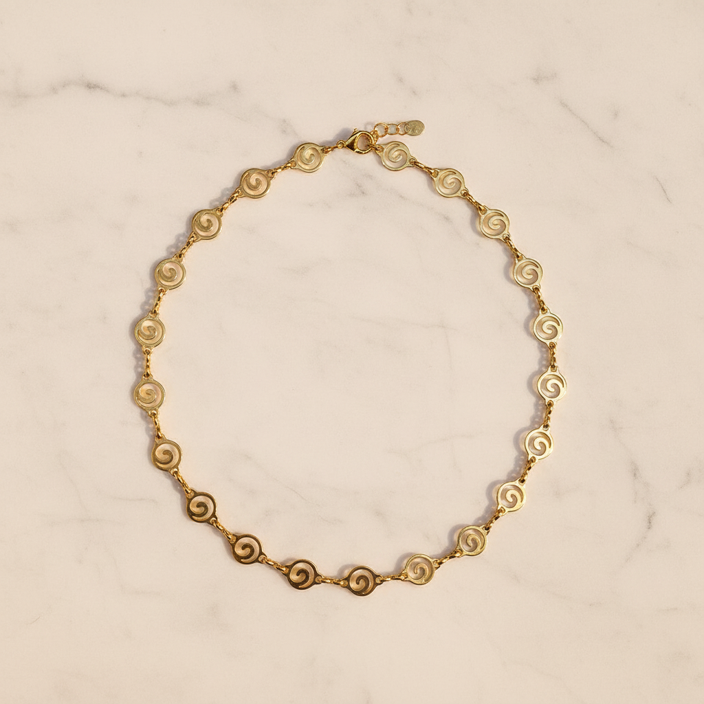 Spiral Necklace Flat Lay