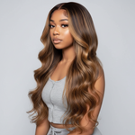 Load image into Gallery viewer, 24″ P4/27 Body-Wave 5×5 Glueless Lace Closure Wig – 100% Human Hair - 180% Density
