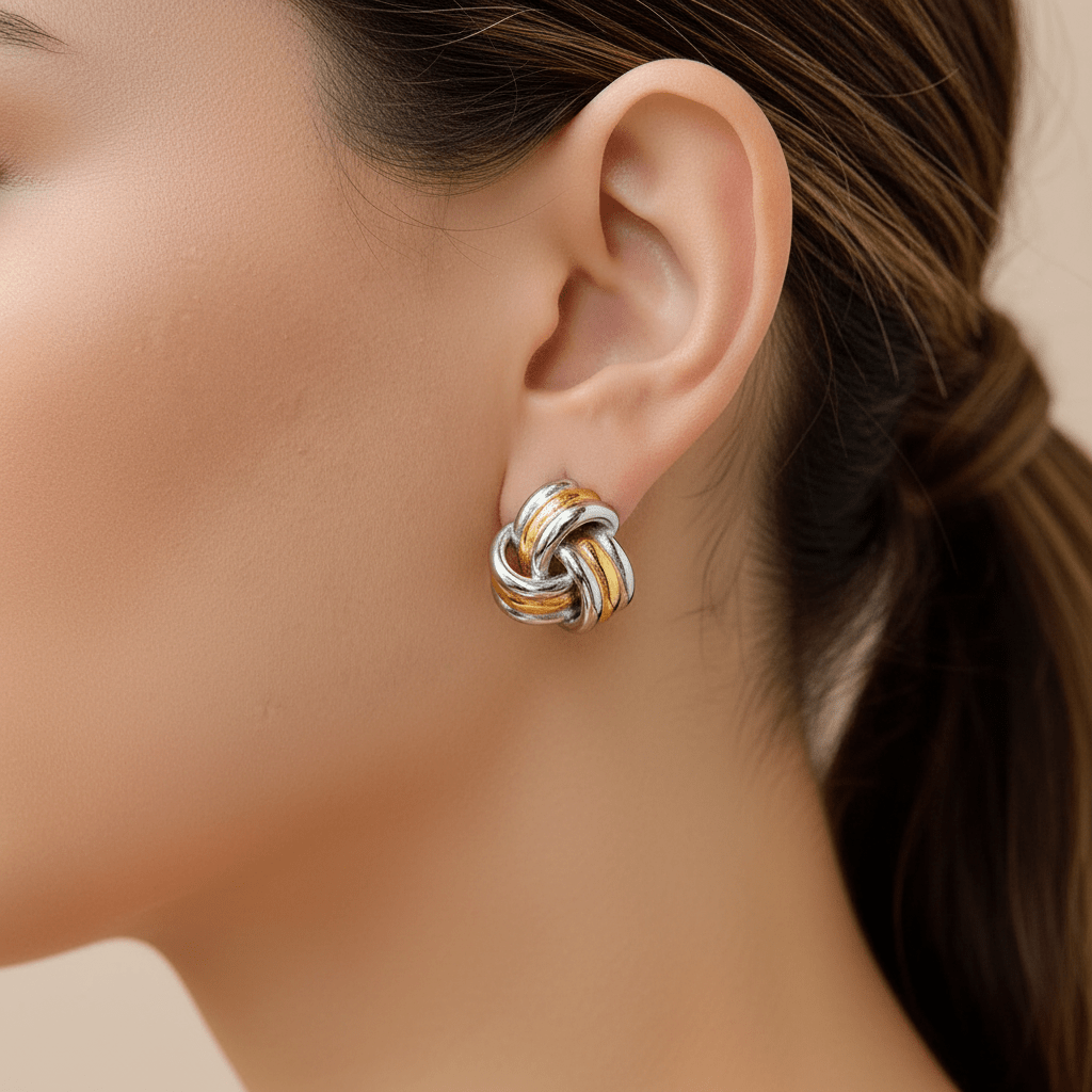 PVD 18K Gold Twisted Knot Stud Earrings - The PM Edit