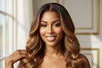 Load image into Gallery viewer, woman wearing 13X6 P4/27 BODYWAVE OMBRE HIGHLIGHT WIG
