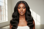 Load image into Gallery viewer, woman wearing 5"x5" Body Wavy Wear &amp; Go Glueless #1B Lace Closure Wig-100% Human Hair
